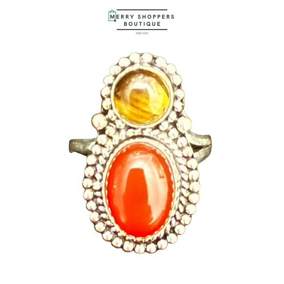 Carnelian agate and tigers eye In sterling silver